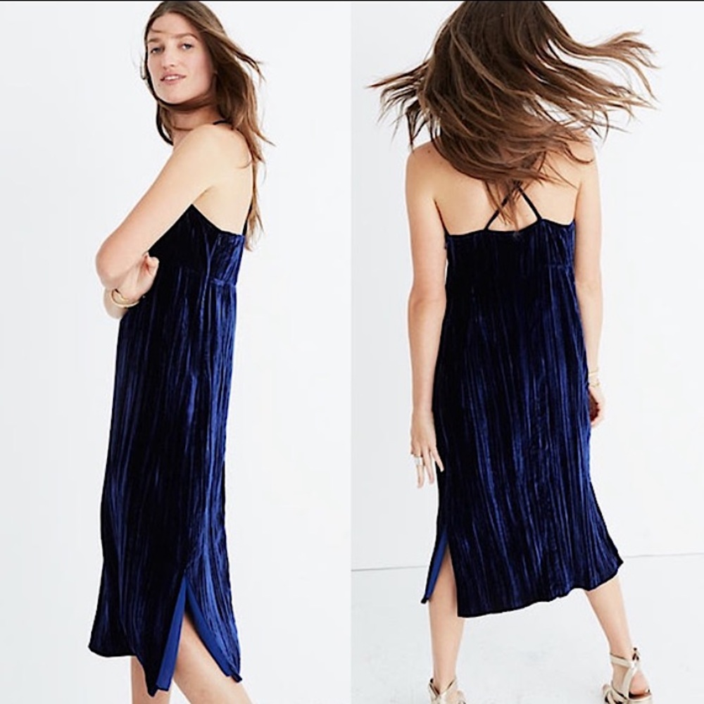 Madewell Crushed Velvet Slip Midi Dress